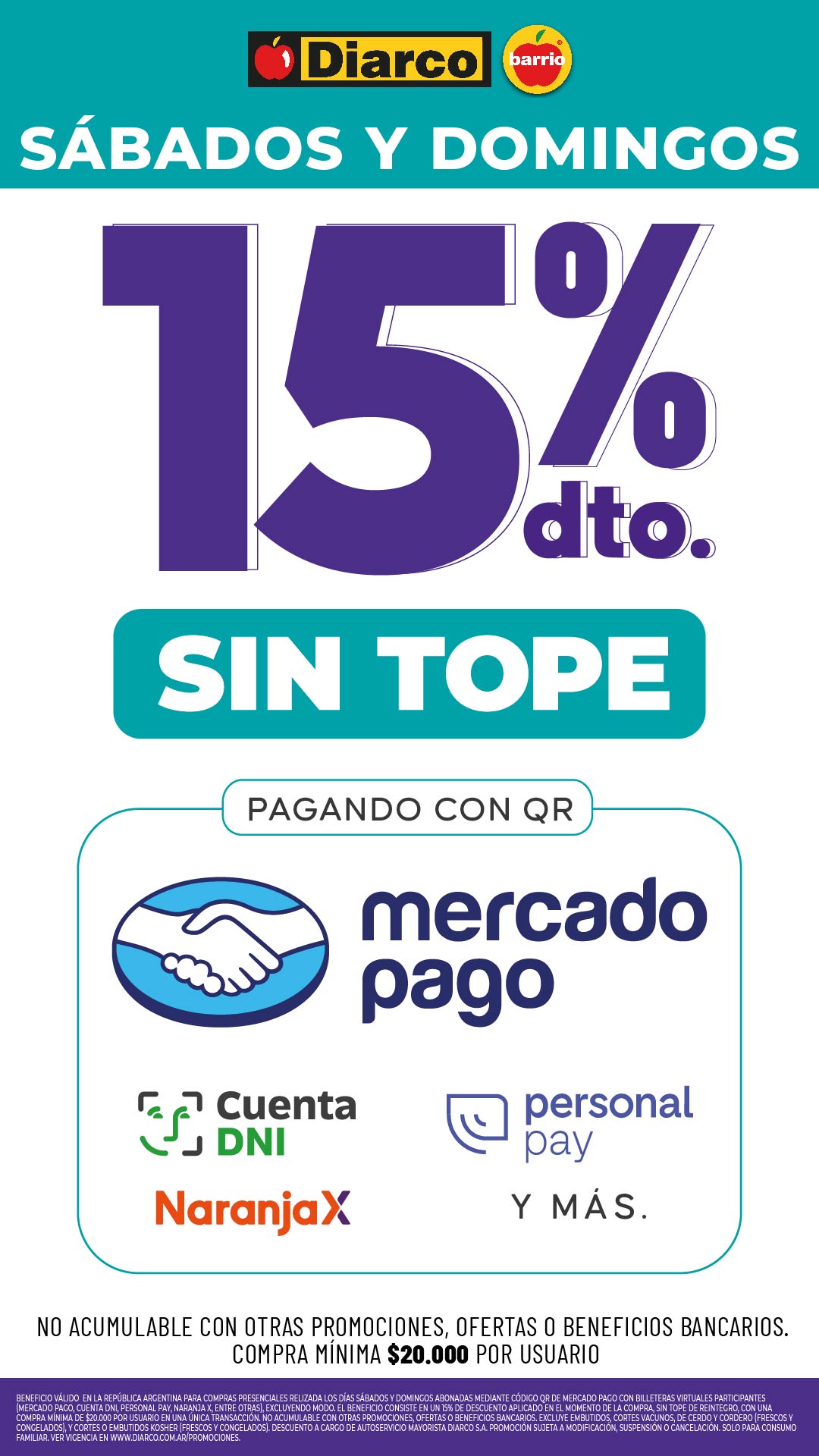 15% OFF EN TODAS LAS BILLETERAS VIRTUALES